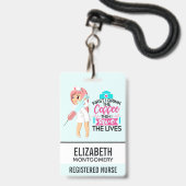 Grappige verpleegster tekst met grote injectienaal badge (Achterkant met lanyard)