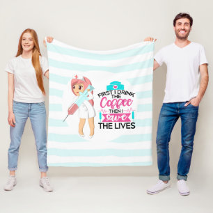 Grappige verpleegster tekst met grote injectienaal fleece deken