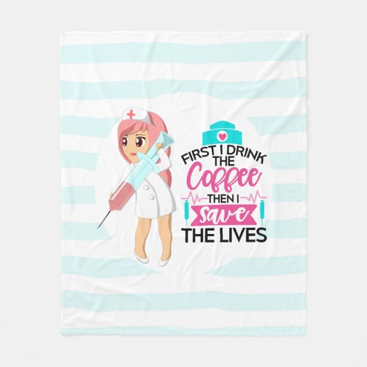 Grappige verpleegster tekst met grote injectienaal fleece deken (Voorkant)