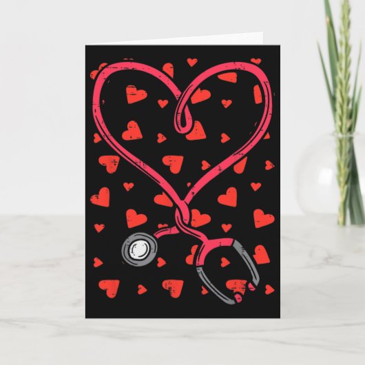 Grappige Verpleegster Valentijnsdag Hart Stethosco Kaart (Voorkant)