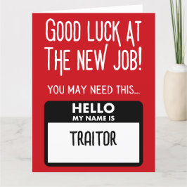 Grappige 'verrader badge' collega vertrekken bedankkaart