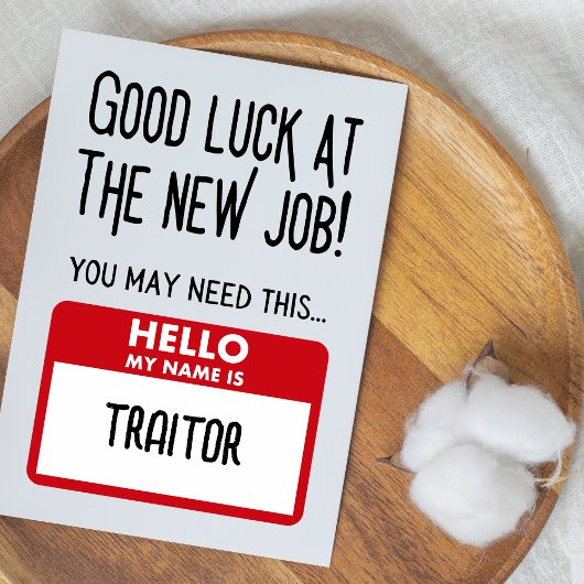 Grappige 'verrader badge' collega vertrekken bedankkaart