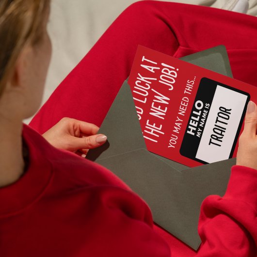 Grappige 'verrader badge' collega vertrekken bedankkaart