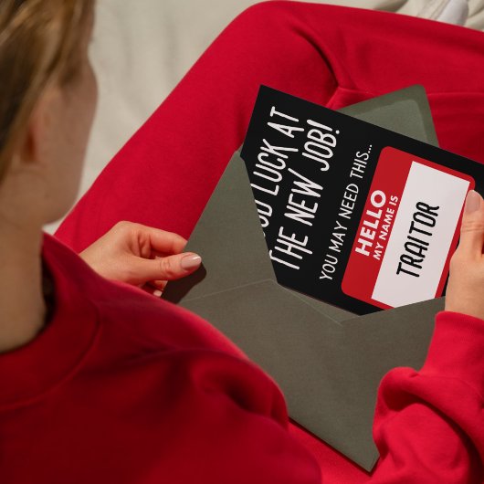 Grappige 'verrader badge' collega vertrekken bedankkaart