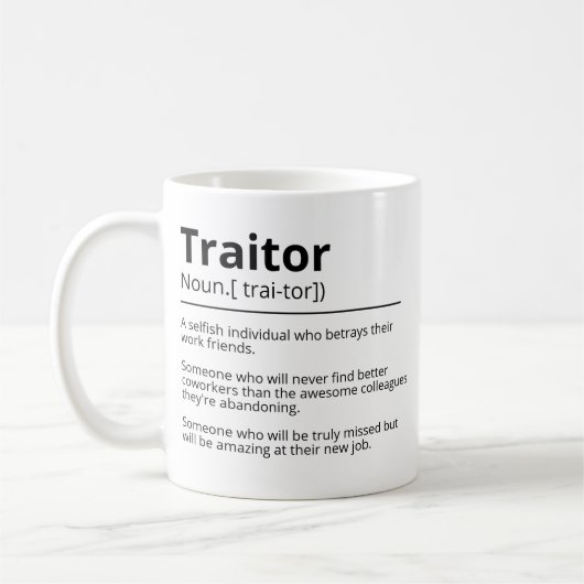 Grappige verrader  gepersonaliseerde afscheid mok- koffiemok (Links)