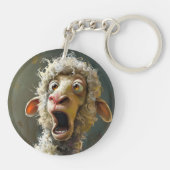 Grappige verrassende schapen grillige dierlijke ex sleutelhanger (Achterkant)