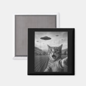 Grappige Verraste Ed Kat Selfie Met Alien Ufo Kat  Magneet (Voorkant / Achterkant)