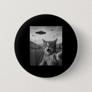 Grappige Verraste Ed Kat Selfie Met Alien Ufo Kat Ronde Button 5,7 Cm