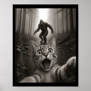 Grappige Verraste Ed Kat Selfie Met Bigfoot Sasqua Poster