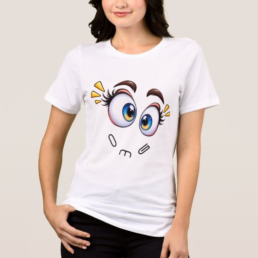 Grappige Verraste Ogen Tri-Blend Shirt (Voorkant)