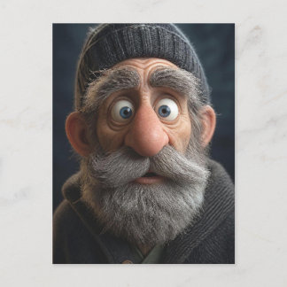Grappige Verraste Oude Man Klei-Animatie Illustrat Briefkaart