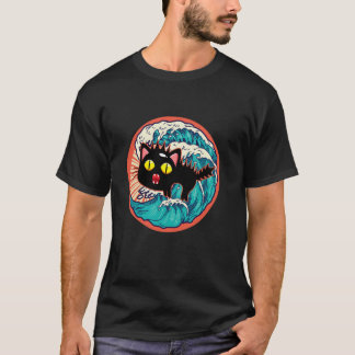 Grappige Verschrikkelijke Japanse Kat Retro Vintag T-shirt