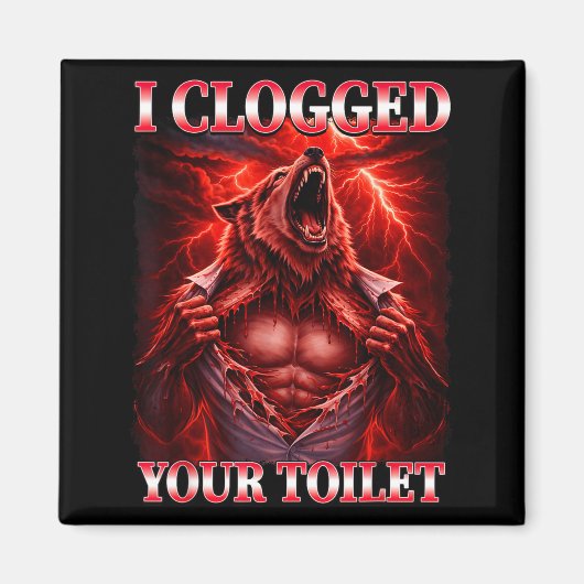 Grappige verstopte wc alpha wolf meme brainrot magneet (Voorkant)