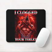 Grappige verstopte wc alpha wolf meme brainrot muismat (Met muis)