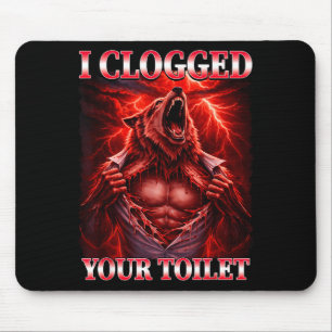 Grappige verstopte wc alpha wolf meme brainrot muismat