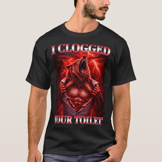 Grappige verstopte wc alpha wolf meme brainrot t-shirt (Voorkant)