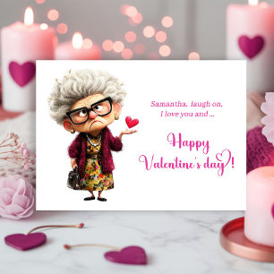 Grappige Verveelde Dame Hot Roze Vibes Valentijn Feestdagenkaart