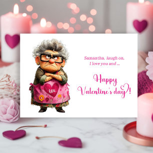 Grappige Verveelde Dame Hot Roze Vibes Valentijn Feestdagenkaart