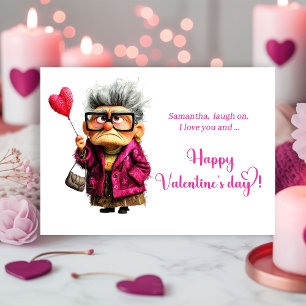 Grappige Verveelde Oma Valentijnskaart Kleurrijke  Feestdagenkaart