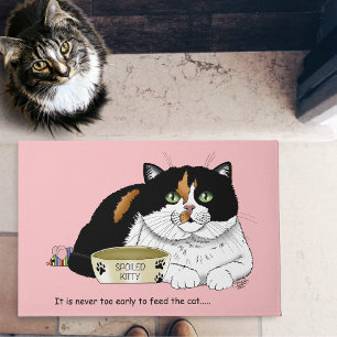 Grappige Verwende Schotse Kat Voer Kat Roze Deurmat
