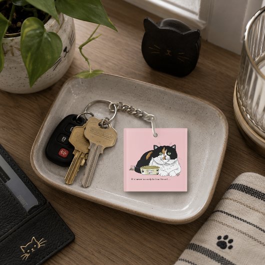 Grappige Verwende Schotse Kat Voer Kat Roze Sleutelhanger