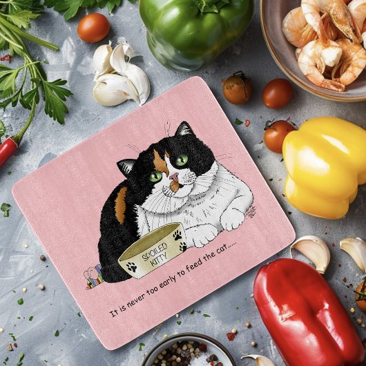 Grappige Verwende Schotse Kat Voer Kat Roze Snijplank