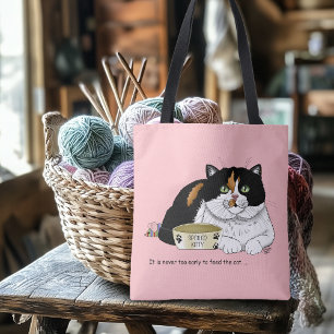 Grappige Verwende Schotse Kat Voer Kat Roze Tote Bag
