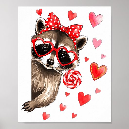 Grappige Verwilderde Wasbeer Valentijnsdag Sarcast Poster (Voorkant)