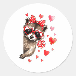 Grappige Verwilderde Wasbeer Valentijnsdag Sarcast Ronde Sticker
