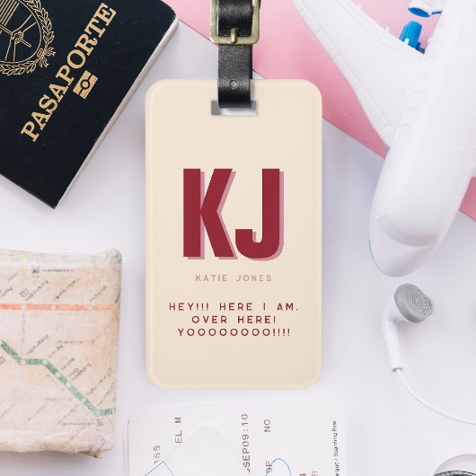 Grappige Vet Gedepersonaliseerde Monogram Bagagelabel