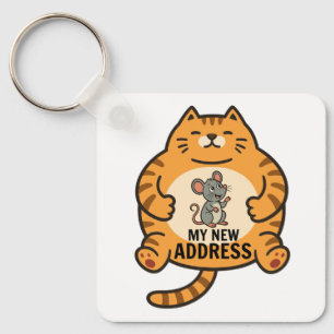 Grappige Vette Kat en Muis Sleutelhanger - Cute Sl