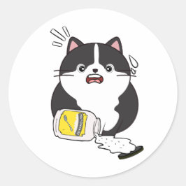 Grappige Vette Kat gemorste mayonaise Ronde Sticker