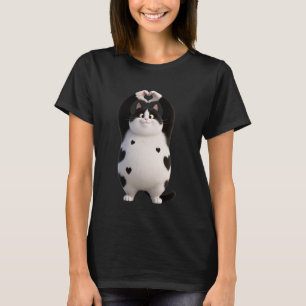 Grappige Vette Zwarte Kat Harten Poot Bord Valenti T-shirt