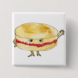 Grappige Victoria Sponscake Grappige Malle Cartoon Vierkante Button 5,1 Cm