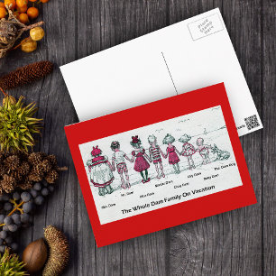 Grappige Victoriaans familie strand vakantie Briefkaart