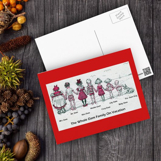 Grappige Victoriaans familie strand vakantie Briefkaart