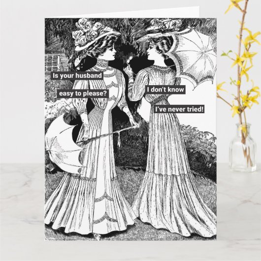 Grappige Victoriaans huisvrouw Kaart (Gele Bloem)