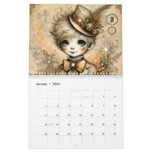 Grappige Victoriaans steampunk Kalender (Jan 2026)