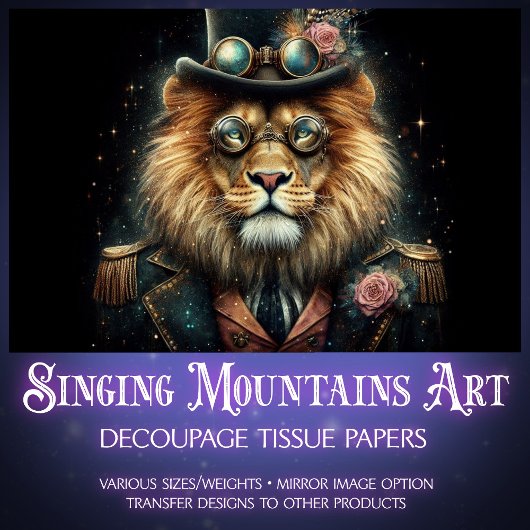 Grappige Victoriaans Steampunk Lion Decoupage Tissuepapier