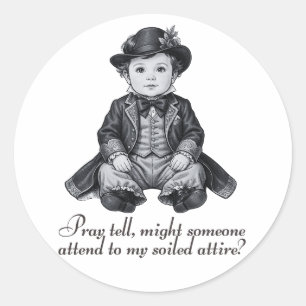 Grappige Victoriaanse Babyjongen Print Humoristi Ronde Sticker