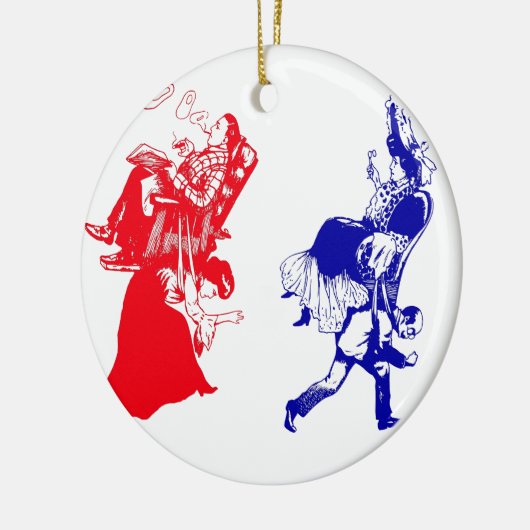 grappige victoriaanse huwelijk keramisch ornament (Links)