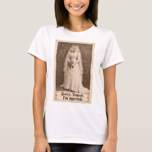 Grappige Victoriaanse Kat Bruid — Getrouwd, Niet G T-shirt