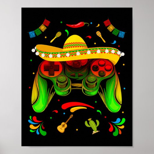 Grappige videogame Cinco De Mayo jongens kinderen Poster (Voorkant)