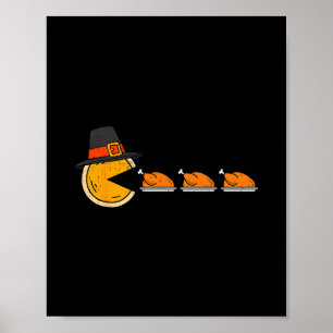 Grappige videogame die kalkoen eet Thanksgiving ga Poster
