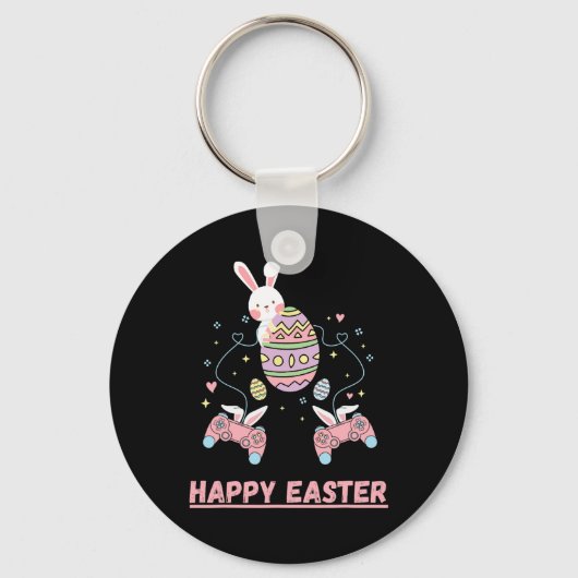 Grappige Videogame Pasen Bunny Gaming Controller G Sleutelhanger (Voorkant)