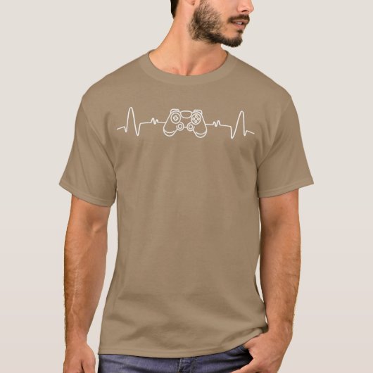 Grappige videogamegek hartslag gamecontroller t-shirt (Voorkant)