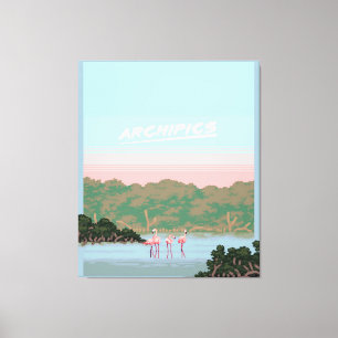 Grappige Vier Famingo Liefhebbers Flamingo Gesch Canvas Afdruk