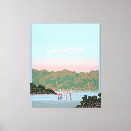 Grappige Vier Famingo Liefhebbers | Flamingo Gesch Canvas Afdruk (Voorkant)