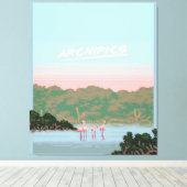 Grappige Vier Famingo Liefhebbers | Flamingo Gesch Canvas Afdruk (Insitu (Houten vloer))