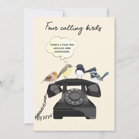 Grappige vier roepende vogels Kerstmis Feestdagenkaart (Voorkant)